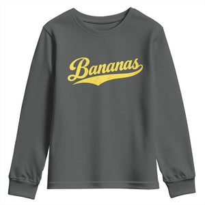 Bananas Retro Throwback Baseball Sport Lover Youth Sweatshirt TS11 Dark Heather Print Your Wear