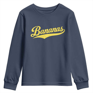 Bananas Retro Throwback Baseball Sport Lover Youth Sweatshirt TS11 Navy Print Your Wear