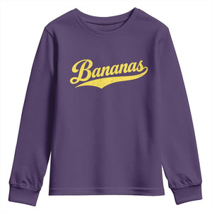 Bananas Retro Throwback Baseball Sport Lover Youth Sweatshirt TS11 Purple Print Your Wear