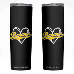 Bananas Vintage Heart Baseball Fan Game Day Skinny Tumbler TS11 Black Print Your Wear