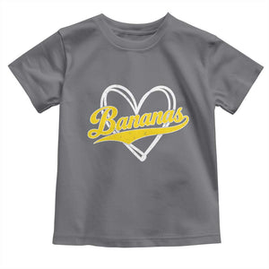 Bananas Vintage Heart Baseball Fan Game Day Toddler T Shirt TS11 Charcoal Print Your Wear
