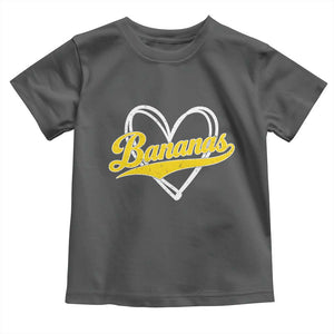 Bananas Vintage Heart Baseball Fan Game Day Toddler T Shirt TS11 Dark Heather Print Your Wear