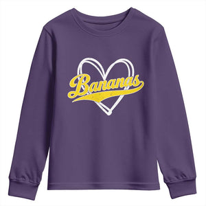 Bananas Vintage Heart Baseball Fan Game Day Youth Sweatshirt TS11 Purple Print Your Wear