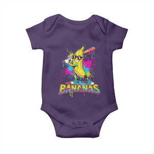 Funny Bananas Baseball Drip Ice Cream Sports Splatter Baby Onesie TS11 Purple Print Your Wear