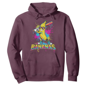Funny Bananas Baseball Drip Ice Cream Sports Splatter Hoodie TS11 Maroon Print Your Wear