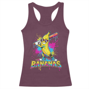 Funny Bananas Baseball Drip Ice Cream Sports Splatter Racerback Tank Top TS11 Maroon Print Your Wear