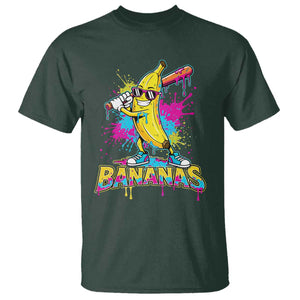 Funny Bananas Baseball Drip Ice Cream Sports Splatter T Shirt TS11 Dark Forest Green Print Your Wear