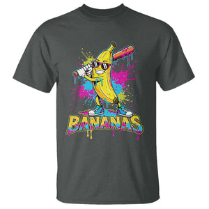 Funny Bananas Baseball Drip Ice Cream Sports Splatter T Shirt TS11 Dark Heather Print Your Wear