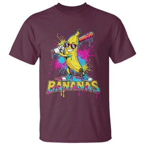 Funny Bananas Baseball Drip Ice Cream Sports Splatter T Shirt TS11 Maroon Print Your Wear