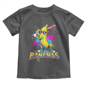 Funny Bananas Baseball Drip Ice Cream Sports Splatter Toddler T Shirt TS11 Dark Heather Print Your Wear