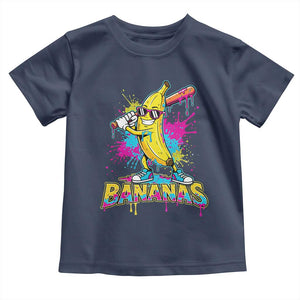 Funny Bananas Baseball Drip Ice Cream Sports Splatter Toddler T Shirt TS11 Navy Print Your Wear