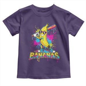 Funny Bananas Baseball Drip Ice Cream Sports Splatter Toddler T Shirt TS11 Purple Print Your Wear