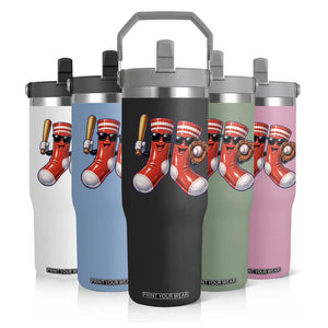 Funny Red Socks Playing Baseball Graphic Sport Game Day Flip Straw Tumbler TS11 Print Your Wear