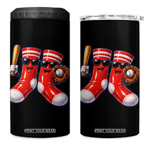 Funny Red Socks Playing Baseball Graphic Sport Game Day 4 in 1 Can Cooler Tumbler TS11 One Size: 16 oz Black Print Your Wear
