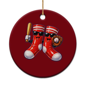 Funny Red Socks Playing Baseball Graphic Sport Game Day Ceramic Ornament TS11 1pc Red Print Your Wear
