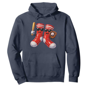 Funny Red Socks Playing Baseball Graphic Sport Game Day Hoodie TS11 Navy Print Your Wear