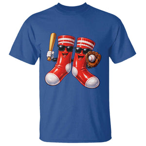 Funny Red Socks Playing Baseball Graphic Sport Game Day T Shirt TS11 Royal Blue Print Your Wear