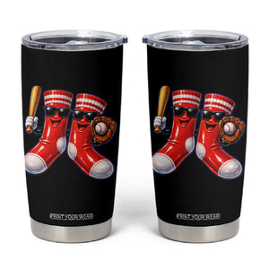 Funny Red Socks Playing Baseball Graphic Sport Game Day Tumbler Cup TS11 Black Print Your Wear
