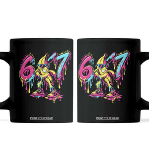 Funny 67 Banana Baseball Drip Ice Cream Six Seven Meme Coffee Mug TS11 Black Print Your Wear