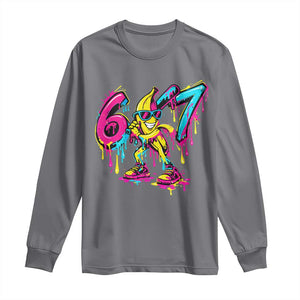 Funny 67 Banana Baseball Drip Ice Cream Six Seven Meme Long Sleeve Shirt TS11 Charcoal Print Your Wear