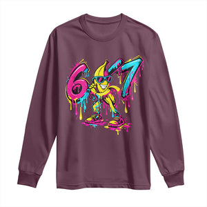 Funny 67 Banana Baseball Drip Ice Cream Six Seven Meme Long Sleeve Shirt TS11 Maroon Print Your Wear