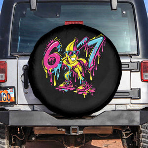 Funny 67 Banana Baseball Drip Ice Cream Six Seven Meme Spare Tire Cover TS11 No hole Black Print Your Wear