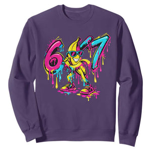 Funny 67 Banana Baseball Drip Ice Cream Six Seven Meme Sweatshirt TS11 Purple Print Your Wear