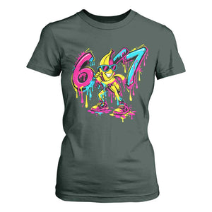 Funny 67 Banana Baseball Drip Ice Cream Six Seven Meme T Shirt For Women TS11 Dark Forest Green Print Your Wear