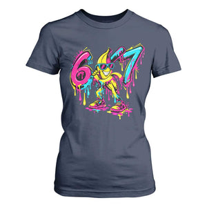 Funny 67 Banana Baseball Drip Ice Cream Six Seven Meme T Shirt For Women TS11 Navy Print Your Wear