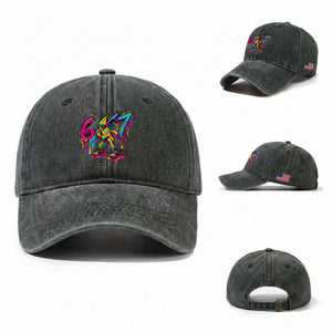 Funny 67 Banana Baseball Drip Ice Cream Six Seven Meme Washed Cotton Baseball Cap TS11 Washed Cap Universal Fit Dark Green Print Your Wear