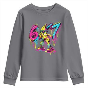 Funny 67 Banana Baseball Drip Ice Cream Six Seven Meme Youth Sweatshirt TS11 Charcoal Print Your Wear