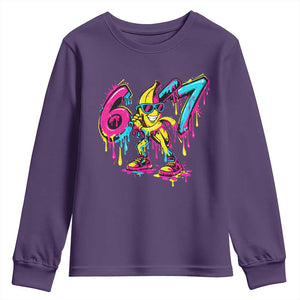 Funny 67 Banana Baseball Drip Ice Cream Six Seven Meme Youth Sweatshirt TS11 Purple Print Your Wear