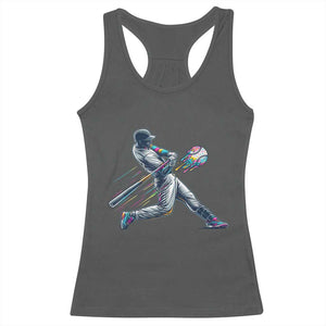 Ice Cream Baseball Player Dripping Game Day Racerback Tank Top TS11 Dark Heather Print Your Wear