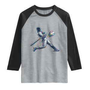 Ice Cream Baseball Player Dripping Game Day Raglan Shirt TS11 Heather Gray Black Print Your Wear