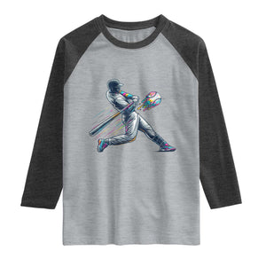 Ice Cream Baseball Player Dripping Game Day Raglan Shirt TS11 Heather Gray Heather Charcoal Print Your Wear
