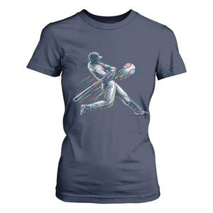 Ice Cream Baseball Player Dripping Game Day T Shirt For Women TS11 Navy Print Your Wear