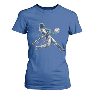 Ice Cream Baseball Player Dripping Game Day T Shirt For Women TS11 Royal Blue Print Your Wear
