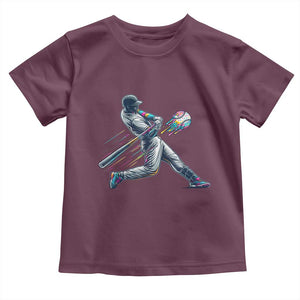 Ice Cream Baseball Player Dripping Game Day Toddler T Shirt TS11 Maroon Print Your Wear