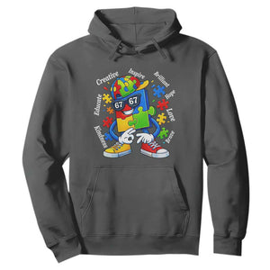 Funny 67 Autism Awareness Hoodie Six Seven Puzzle Meme Creative Brilliant Hope Love Kindness TS11 Dark Heather Print Your Wear
