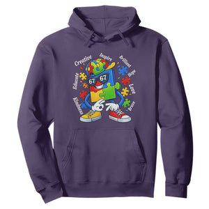 Funny 67 Autism Awareness Hoodie Six Seven Puzzle Meme Creative Brilliant Hope Love Kindness TS11 Purple Print Your Wear