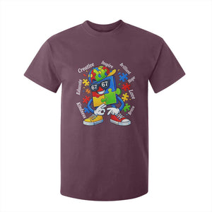 Funny 67 Autism Awareness T Shirt For Kid Six Seven Puzzle Meme Creative Brilliant Hope Love Kindness TS11 Maroon Print Your Wear