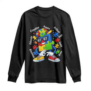 Funny 67 Autism Awareness Long Sleeve Shirt Six Seven Puzzle Meme Creative Brilliant Hope Love Kindness TS11 Black Print Your Wear