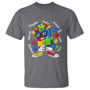 Funny 67 Autism Awareness T Shirt Six Seven Puzzle Meme Creative Brilliant Hope Love Kindness TS11 Charcoal Print Your Wear