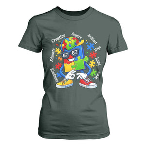 Funny 67 Autism Awareness T Shirt For Women Six Seven Puzzle Meme Creative Brilliant Hope Love Kindness TS11 Dark Forest Green Print Your Wear