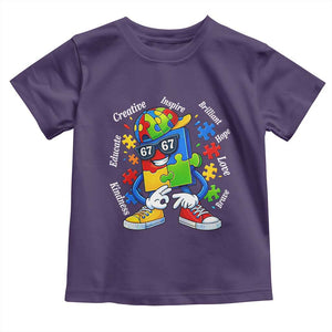 Funny 67 Autism Awareness Toddler T Shirt Six Seven Puzzle Meme Creative Brilliant Hope Love Kindness TS11 Purple Print Your Wear
