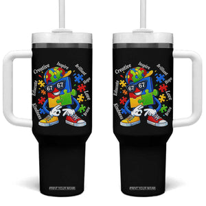 Funny 67 Autism Awareness Tumbler With Handle Six Seven Puzzle Meme Creative Brilliant Hope Love Kindness TS11 One Size: 40 oz Black Print Your Wear
