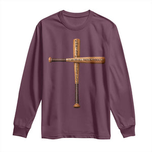 Christian Baseball Long Sleeve Shirt I Can Do All Things Through Christ Who Strengthens Me TS11 Maroon Print Your Wear