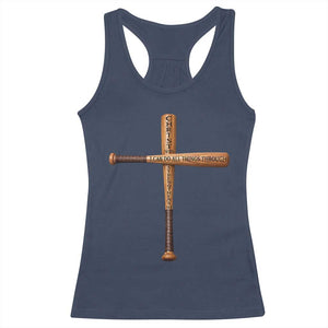 Christian Baseball Racerback Tank Top I Can Do All Things Through Christ Who Strengthens Me TS11 Navy Print Your Wear