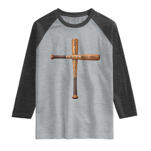 Christian Baseball Raglan Shirt I Can Do All Things Through Christ Who Strengthens Me TS11 Heather Gray Heather Charcoal Print Your Wear