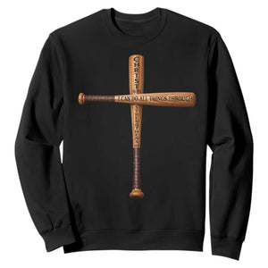 Christian Baseball Sweatshirt I Can Do All Things Through Christ Who Strengthens Me TS11 Black Print Your Wear